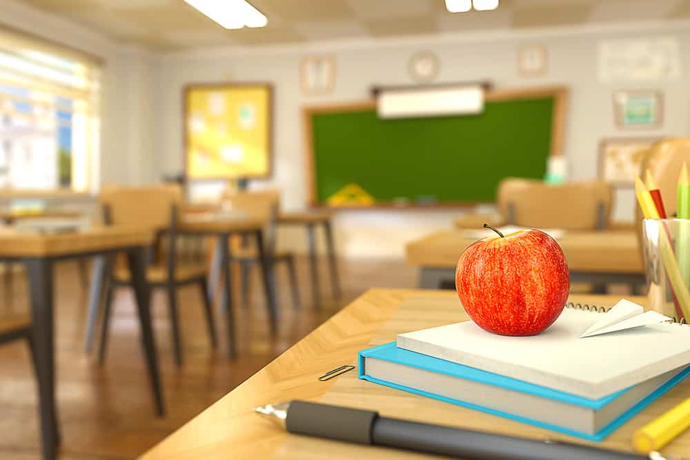 Classroom with apple
